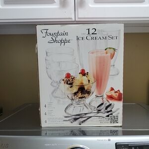 Clear Glass Ice Cream Set